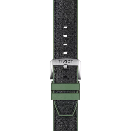 Tissot yeşil deri ve kauçuk kayış boynuz aralığı 22 mm