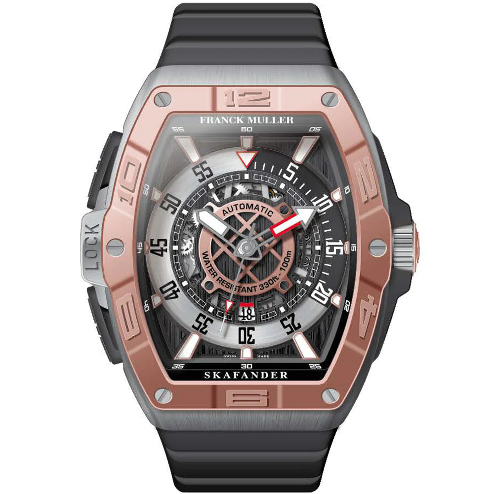 Skafander 46 Brushed Titanium, Brushed Rose Gold Bezel