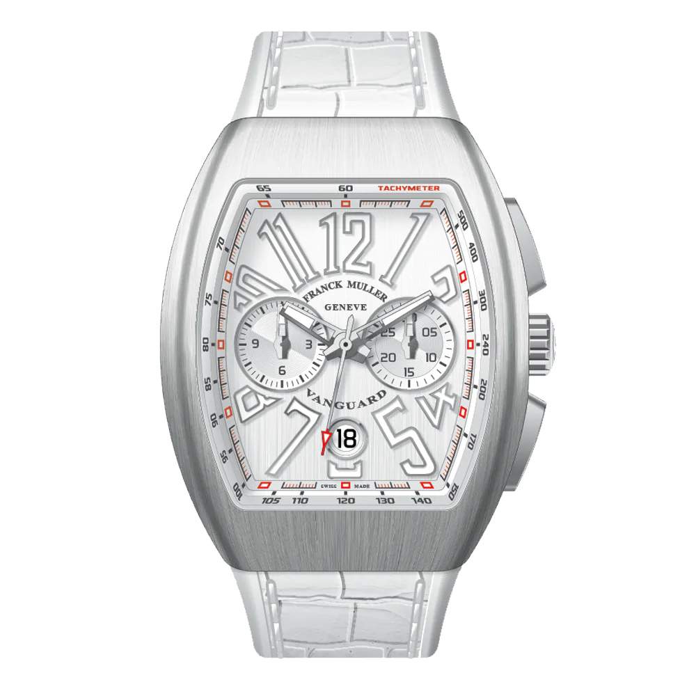 V41 Vanguard Chrono Brushed Stainless Steel - White