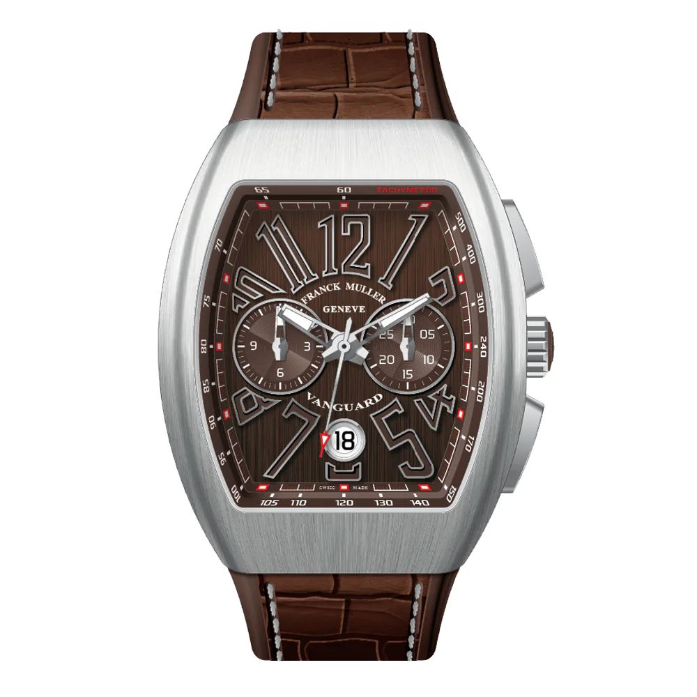 V41 Vanguard Chrono Brushed Stainless Steel - Brown