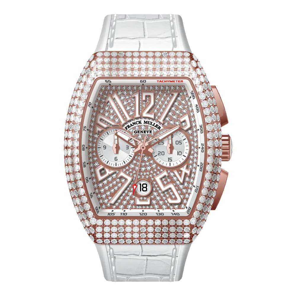 V41 Vanguard Chrono Rose Gold White Diamonds Case and Dial- White