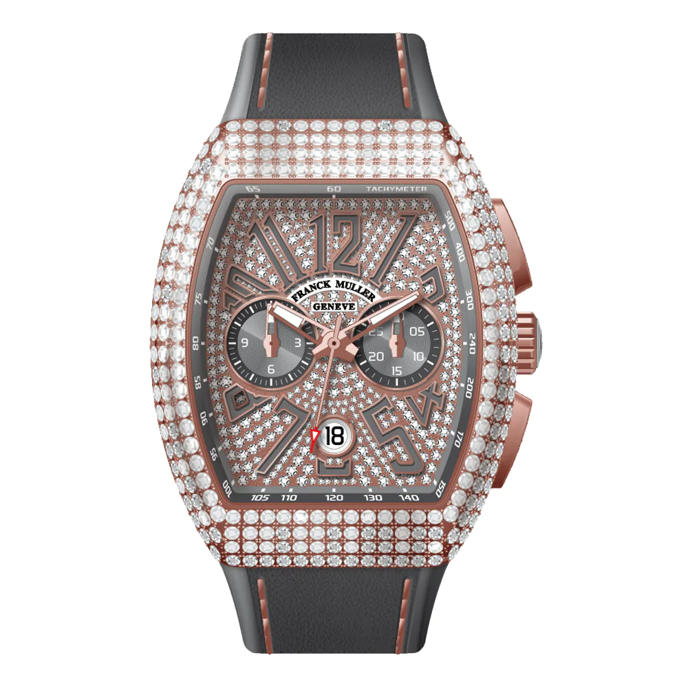 V41 Vanguard Chrono Rose Gold White Diamonds Case and Dial - Grey