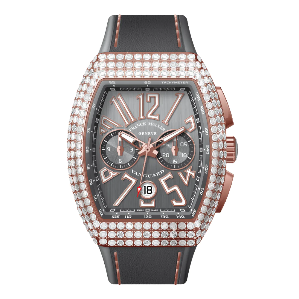 V41 Vanguard Chrono Rose Gold White Diamonds Case - Grey