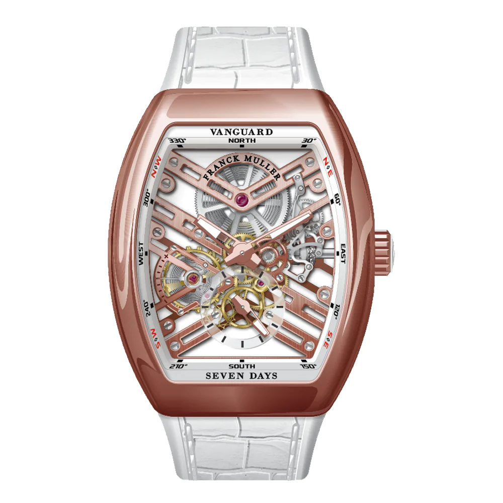 V41 Vanguard Seven Days Skeleton Rose Gold - White