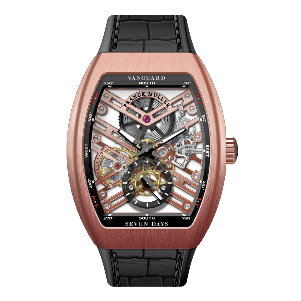 V41 Vanguard Seven Days Skeleton Brushed Rose Gold