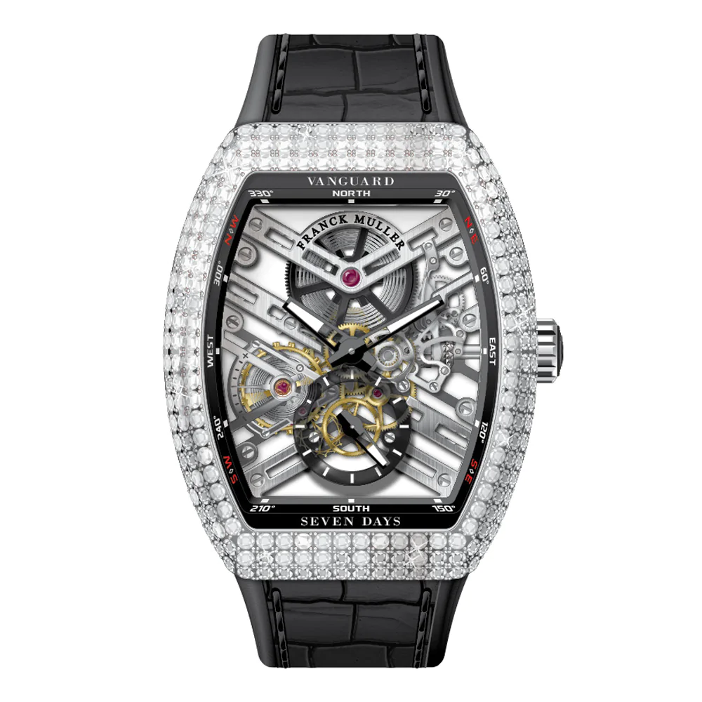 V41 Vanguard White Gold Skeleton Seven Days Full Diamond