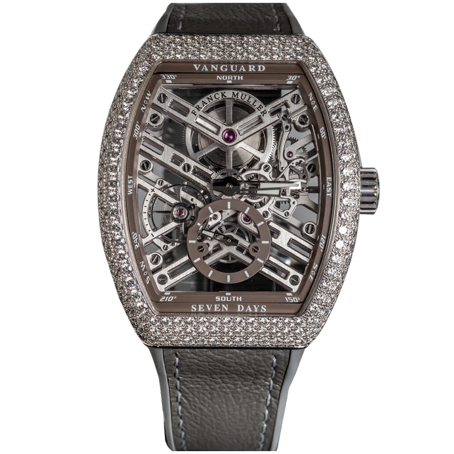 V41 Vanguard Skeleton Diamond Case White Gold