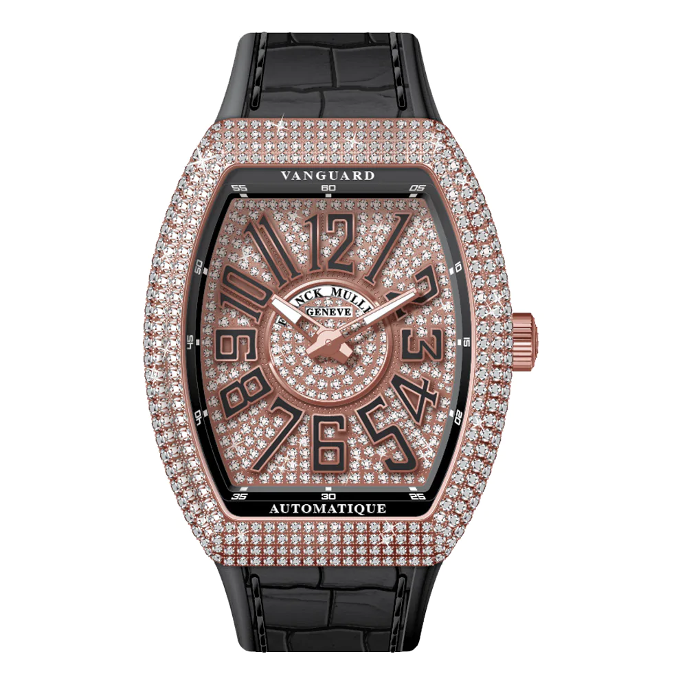 V41 Vanguard Slim Rose Gold White Diamonds Case and Dial
