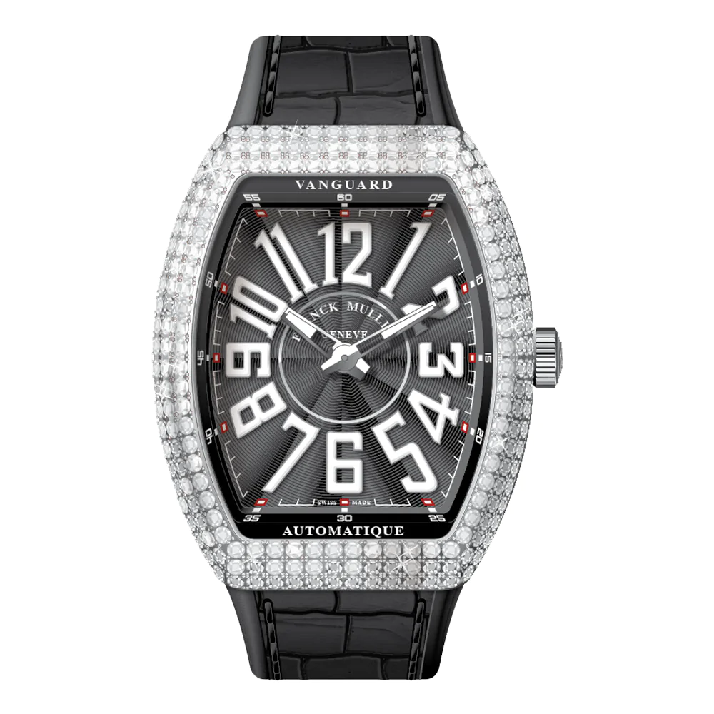 V41 Vanguard Slim Stainless Steel White Diamonds Case