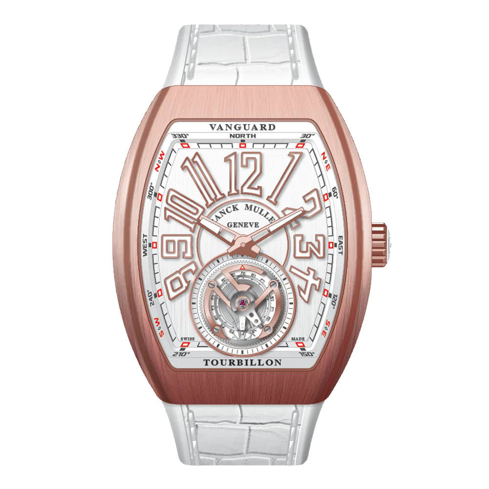 V41 Vanguard Tourbillon Brushed Rose Gold - White