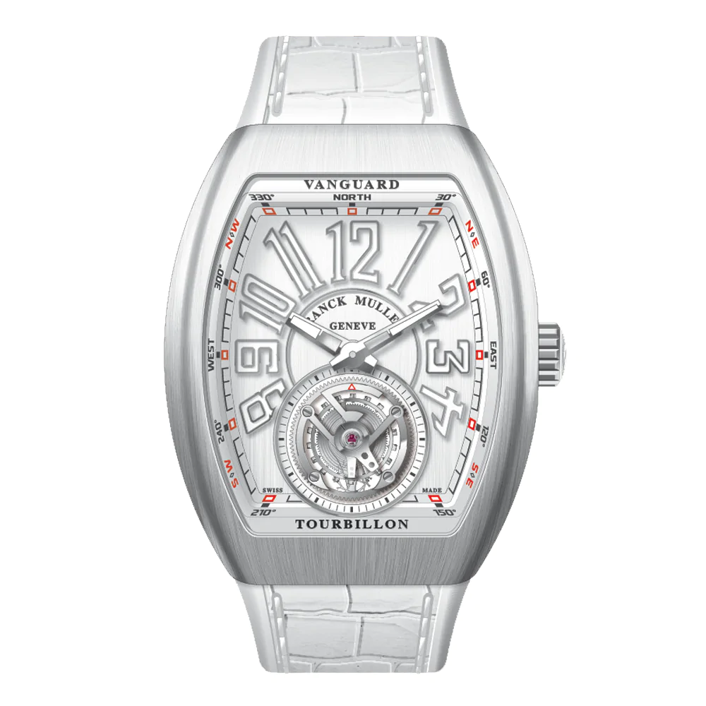 V41 Vanguard Tourbillon Brushed Stainless Steel - White