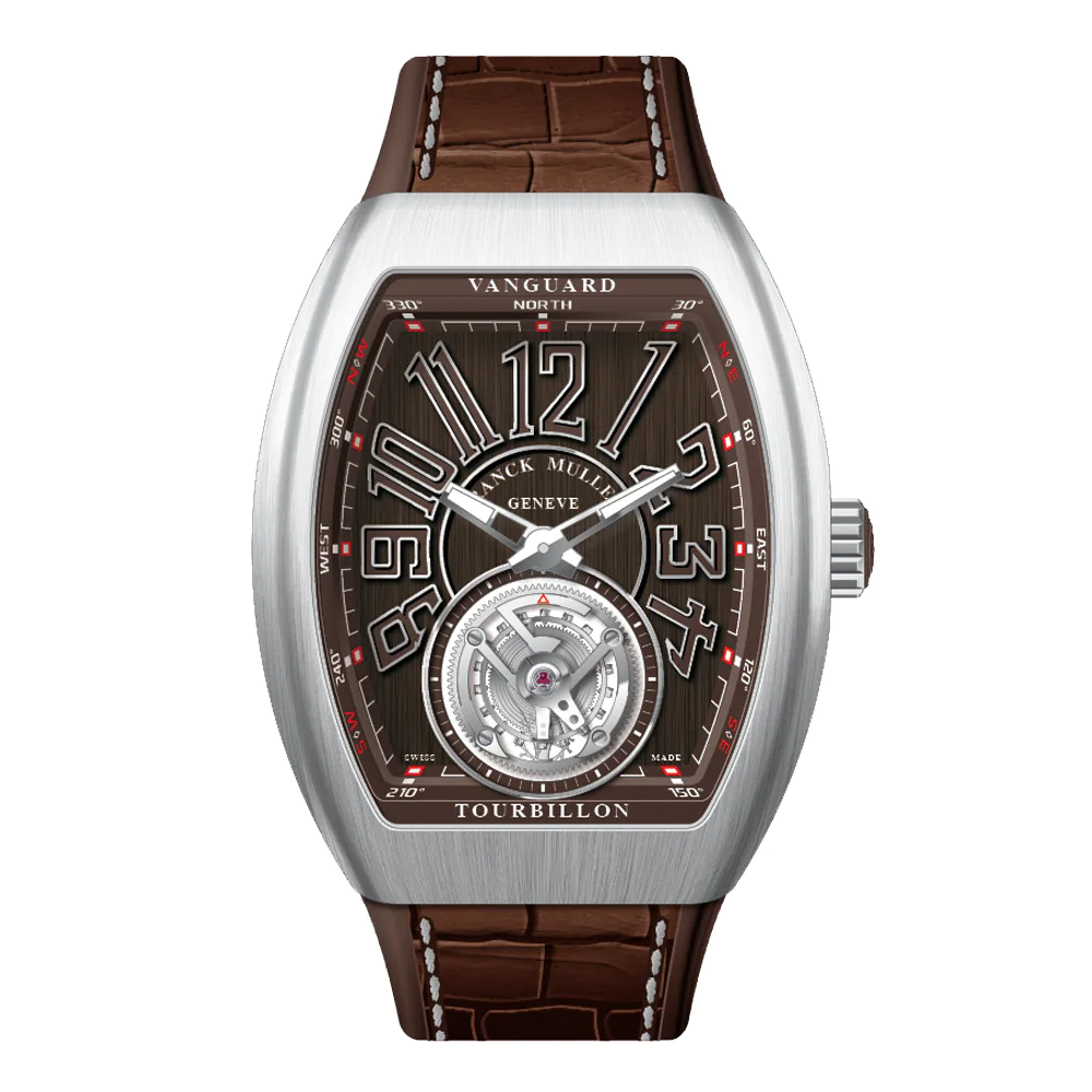 V41 Vanguard Tourbillon Brushed Stainless Steel - Brown