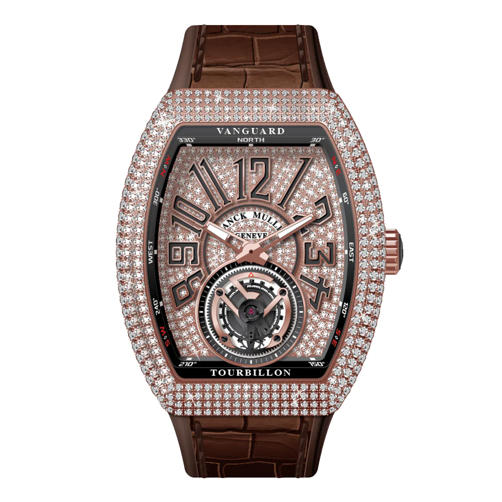 V41 Vanguard Tourbillon Rose Gold White Diamonds Case and Dial - Brown