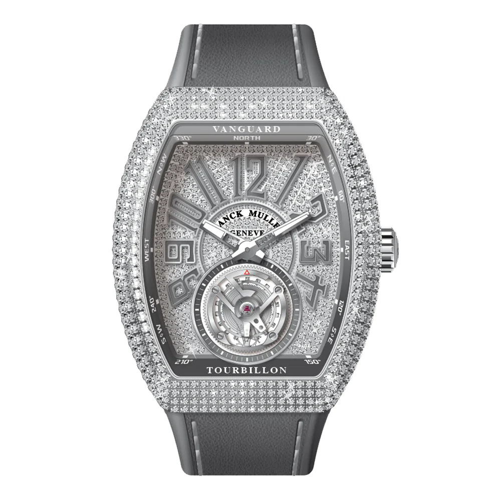 V41 Vanguard Tourbillon Stainless Steel White Diamonds Case and Dial - Grey