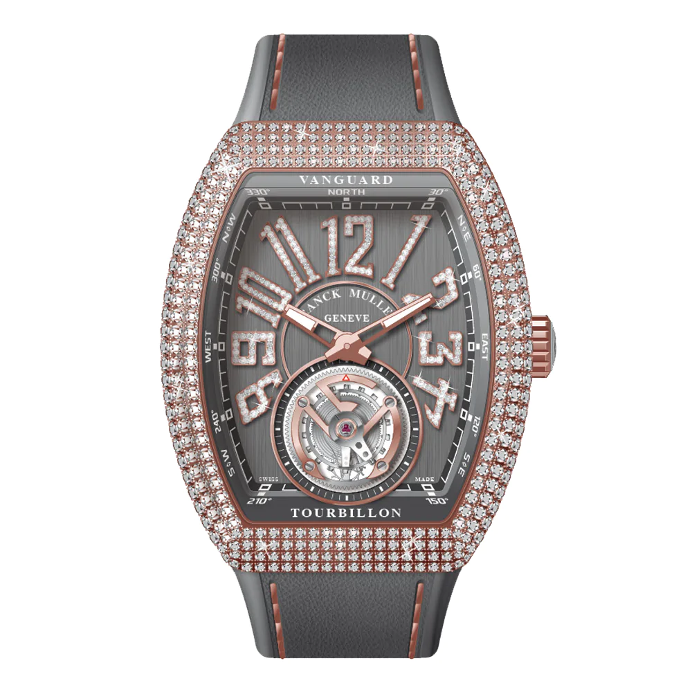 V41 Vanguard Tourbillon Rose Gold White Diamonds Case and Numerals - Grey
