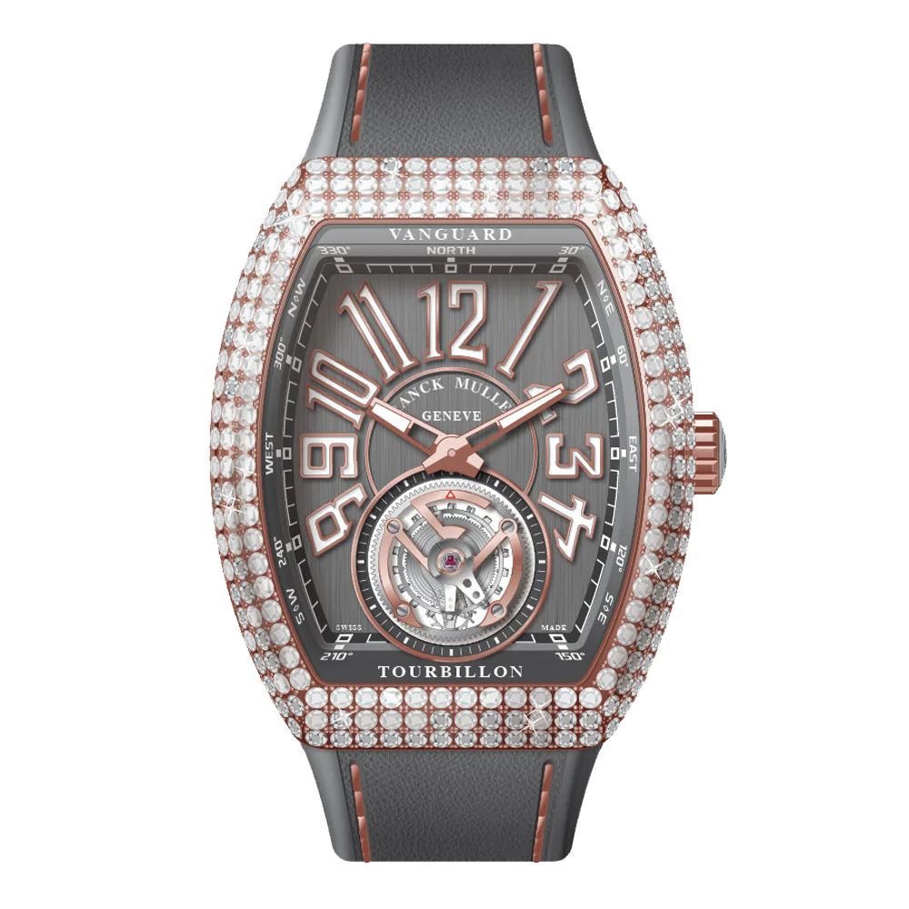 V41 Vanguard Tourbillon Rose Gold White Diamonds Case - Grey
