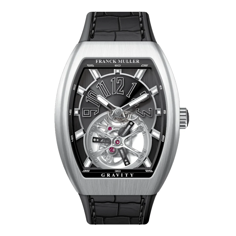 V41 Vanguard Gravity Tourbillon Brushed Stainless Steel - Black