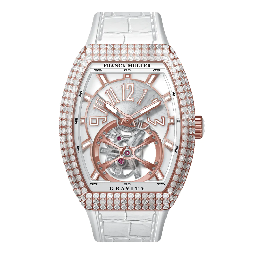 V41 Vanguard Gravity Tourbillon Rose Gold White Diamonds - White