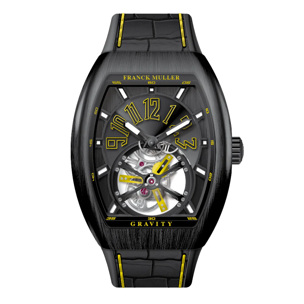 V41 Vanguard Gravity Tourbillon Brushed Black Titanium - Yellow