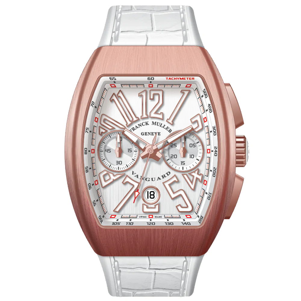 V45 Vanguard Chrono Classical Brushed Rose Gold Case - White