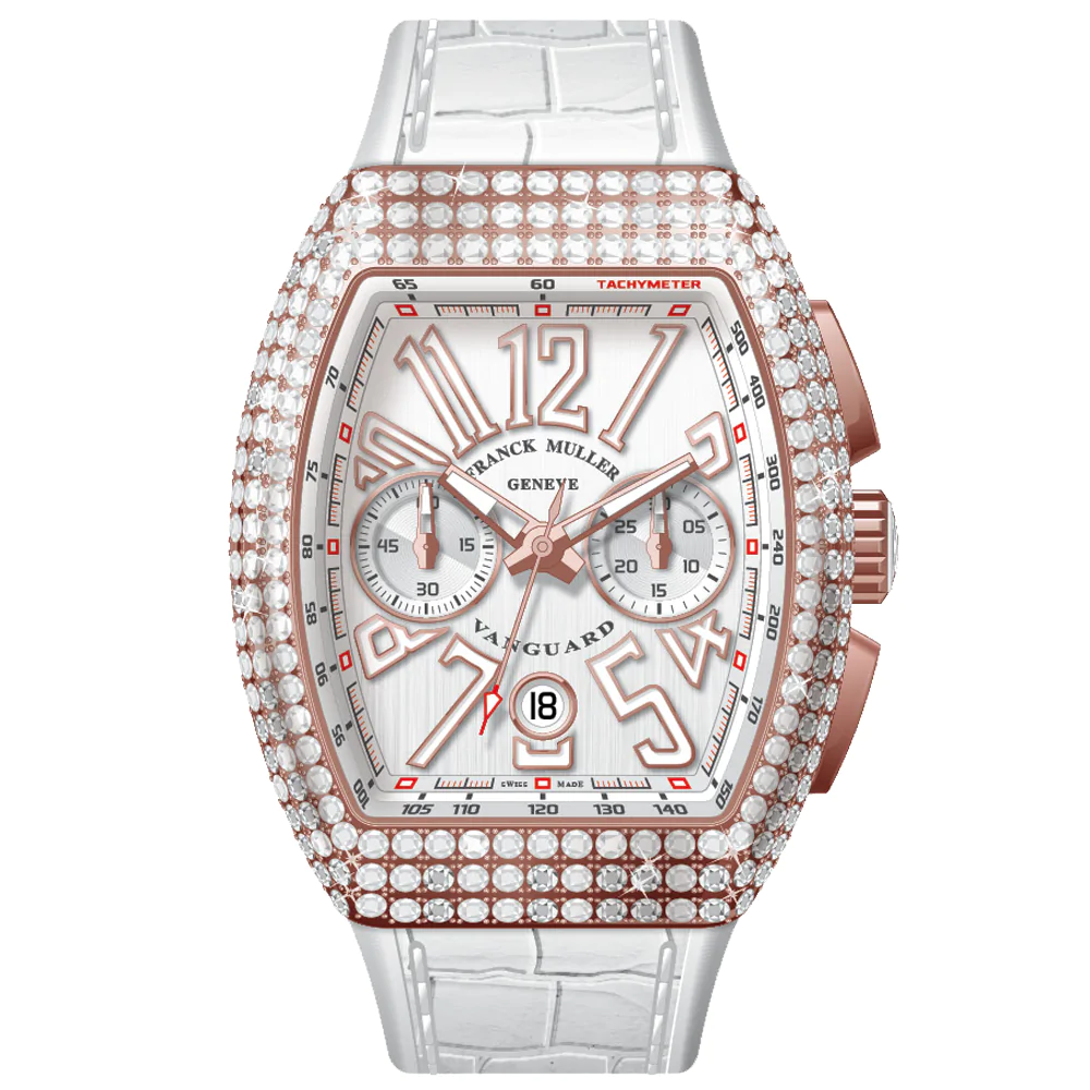V45 Vanguard Chrono Classical Rose Gold White Diamonds Case - White