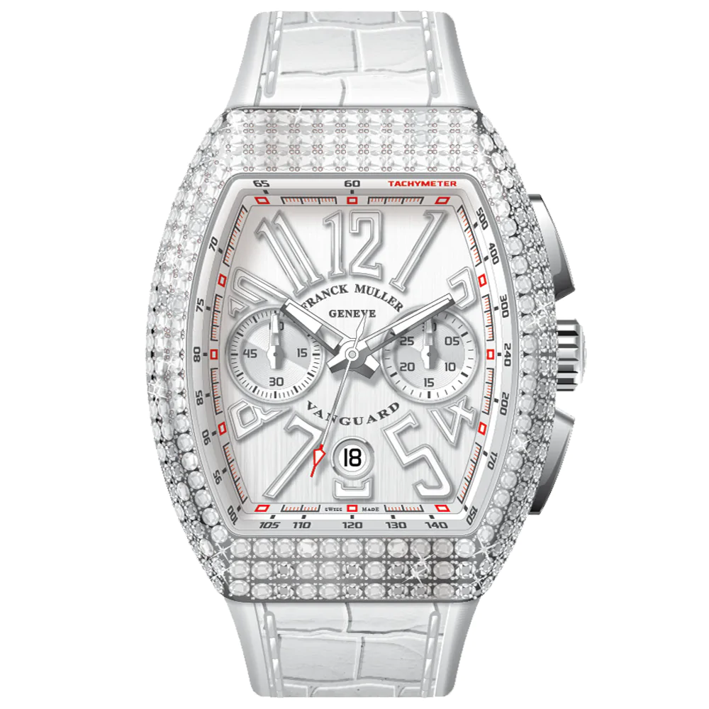 V45 Vanguard Chrono Classical White Diamonds Stainless Steel Case - White