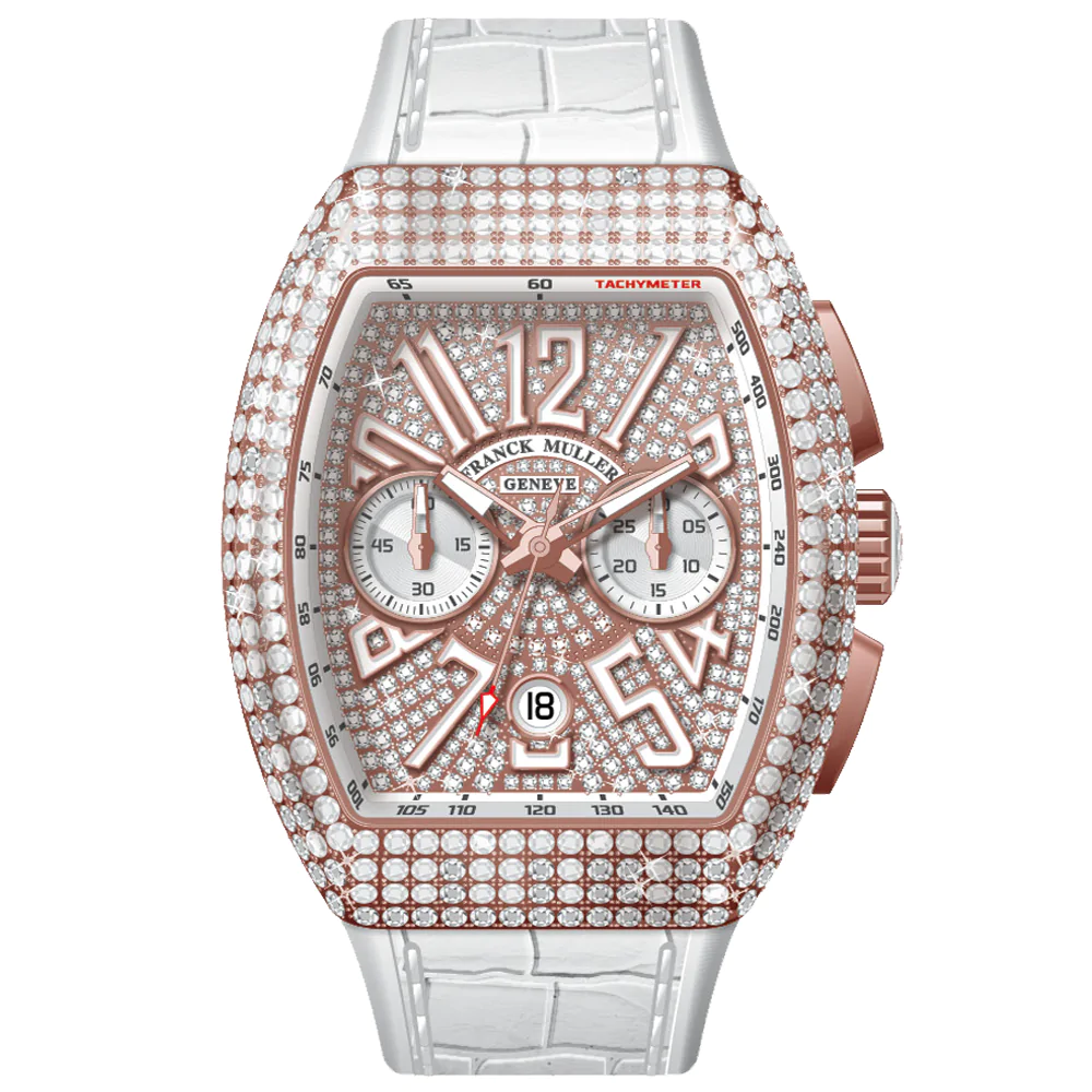 V45 Vanguard Chrono Classical Rose Gold White Diamonds Case and Dial - White