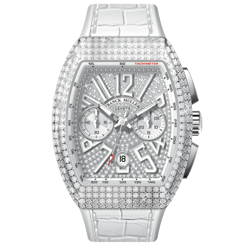 V45 Vanguard Chrono Classical White Diamonds Stainless Steel Case and Dial - White