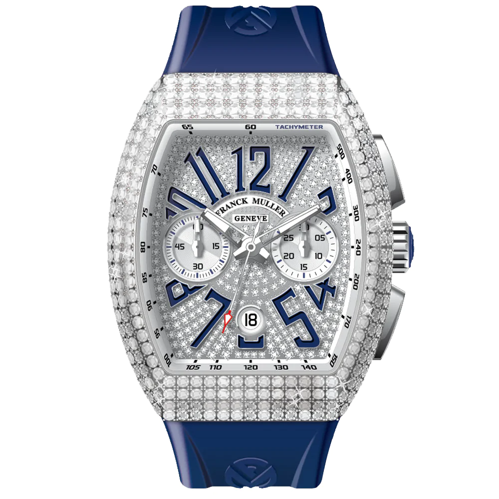 V45 Vanguard Chrono Classical White Diamonds Stainless Steel Case and Dial - Blue