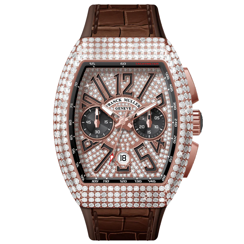 V45 Vanguard Chrono Classical Rose Gold White Diamonds Case and Dial - Brown