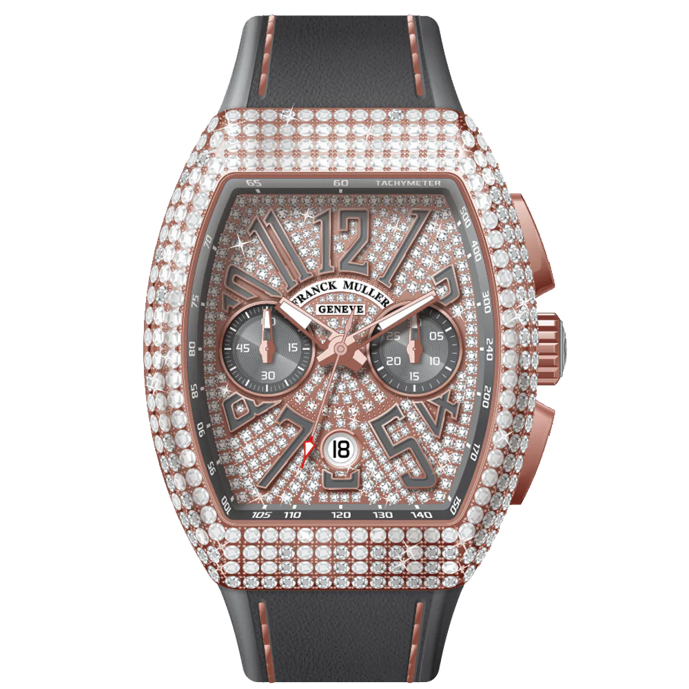 V45 Vanguard Chrono Classical Rose Gold White Diamonds Case and Dial - Grey