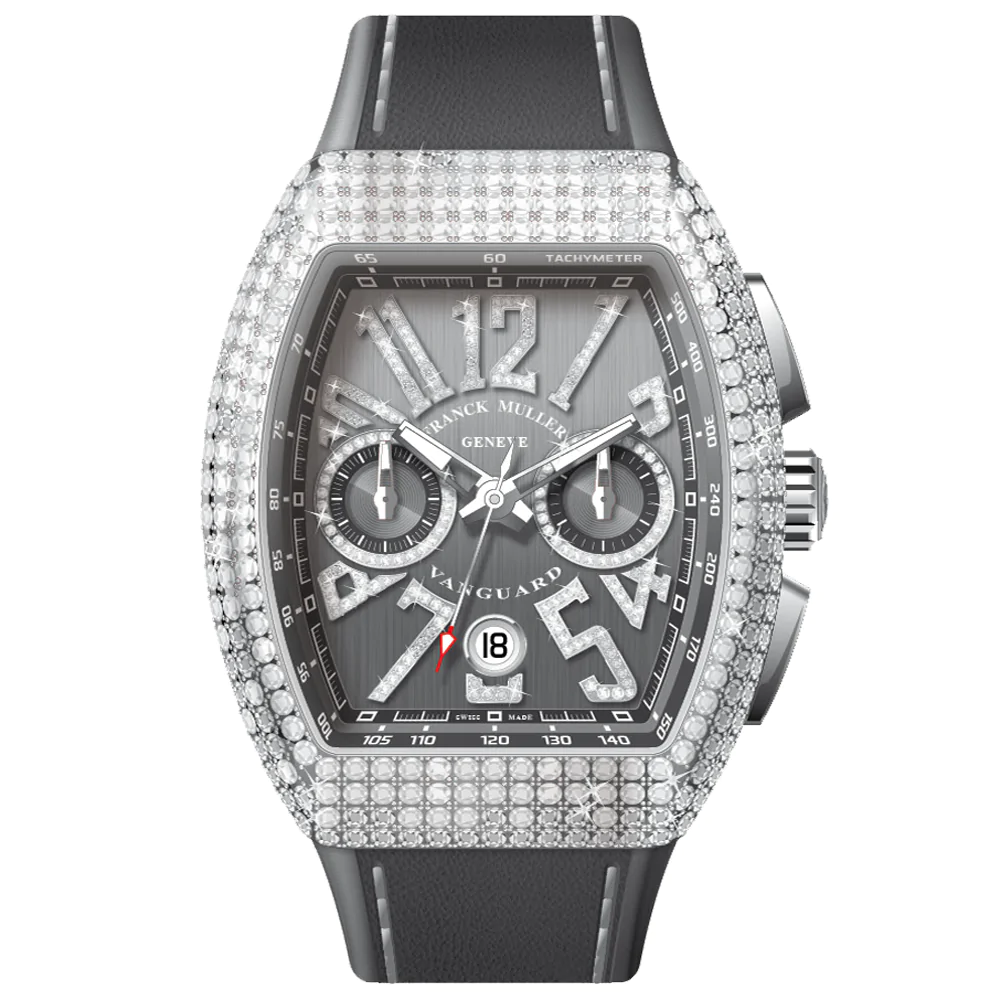 V45 Vanguard Chrono Classical White Diamonds Stainless Steel Case and Dial Numerals - Grey