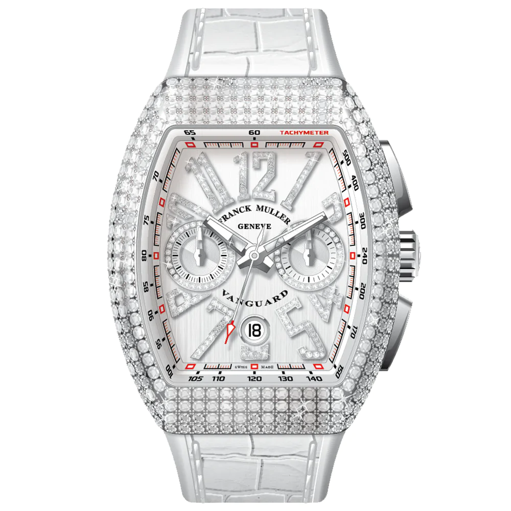 V45 Vanguard Chrono Classical White Diamonds Stainless Steel Case and Dial - White