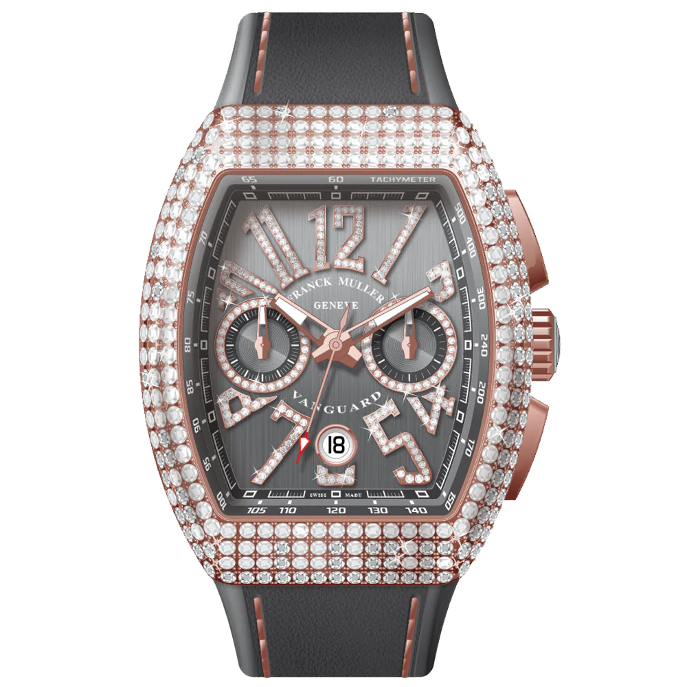 V45 Vanguard Chrono Classical Rose Gold White Diamonds Case and Numerals- Grey