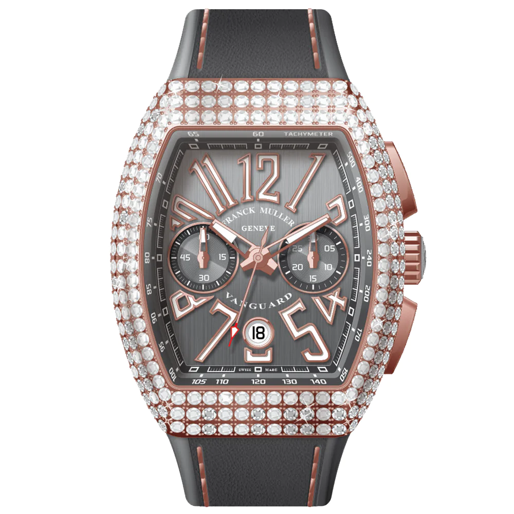 V45 Vanguard Chrono Classical Rose Gold White Diamonds Case - Grey