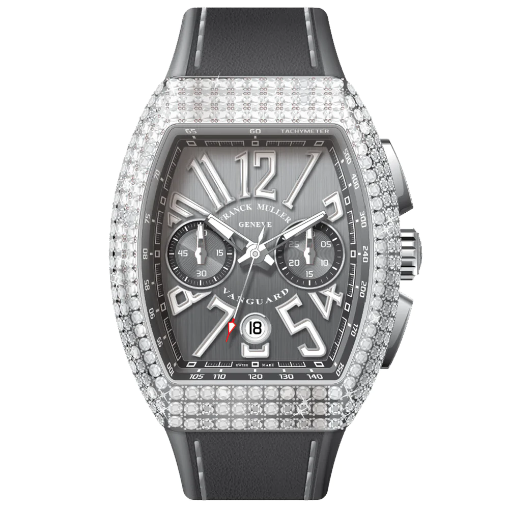 V45 Vanguard Chrono Classical White Diamonds Stainless Steel Case - Grey