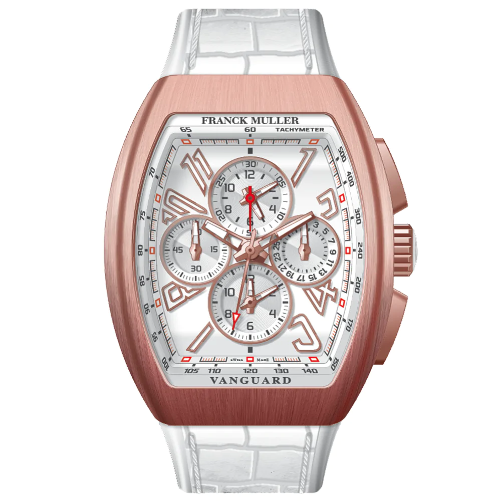 V45 Vanguard Chrono Master Banker Brushed Rose Gold - White