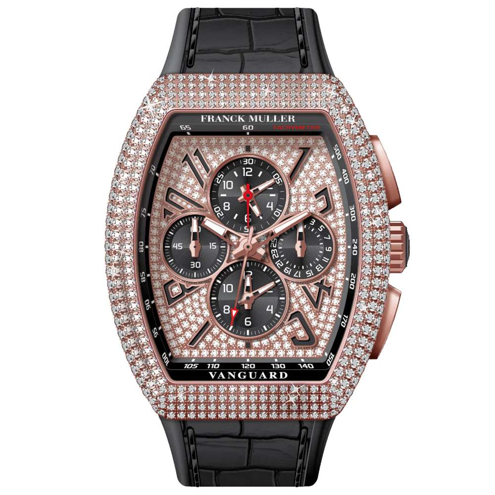 V45 Vanguard Chrono Master Banker Rose Gold Diamonds Case and Dial