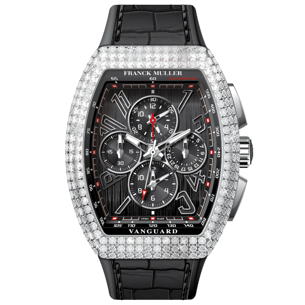 V45 Vanguard Chrono Master Banker Stainless Steel Diamonds Case