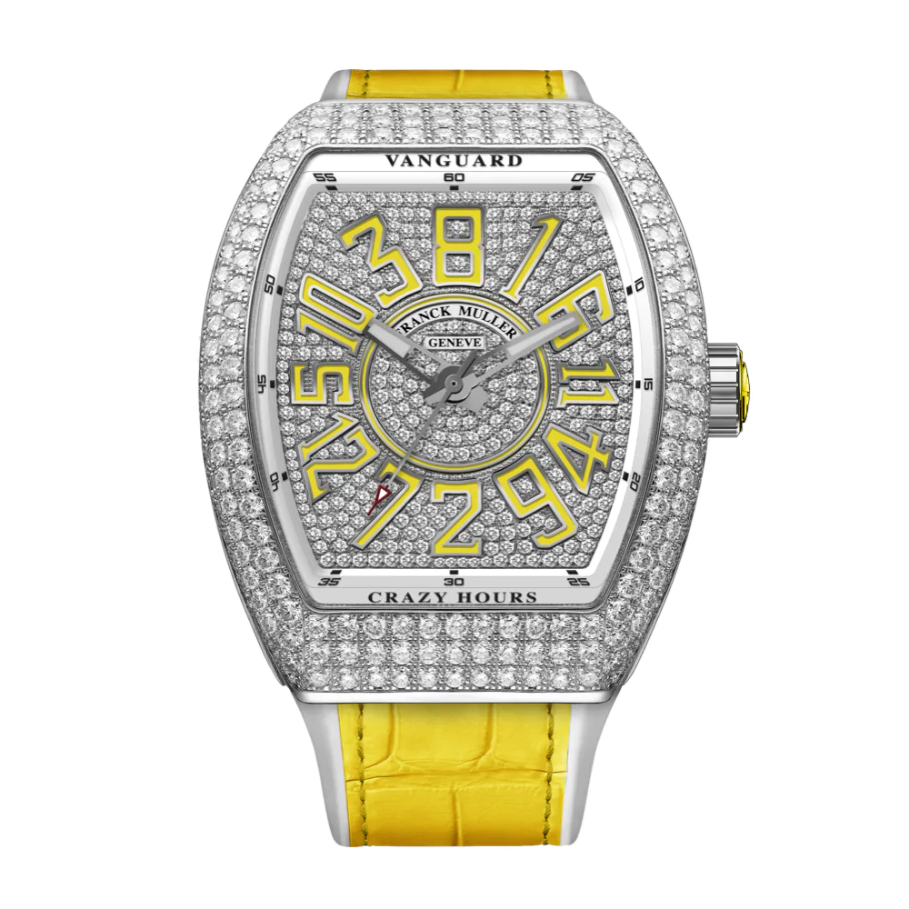 V45 Vanguard Crazy Hour Steel Full Diamond - Yellow Details