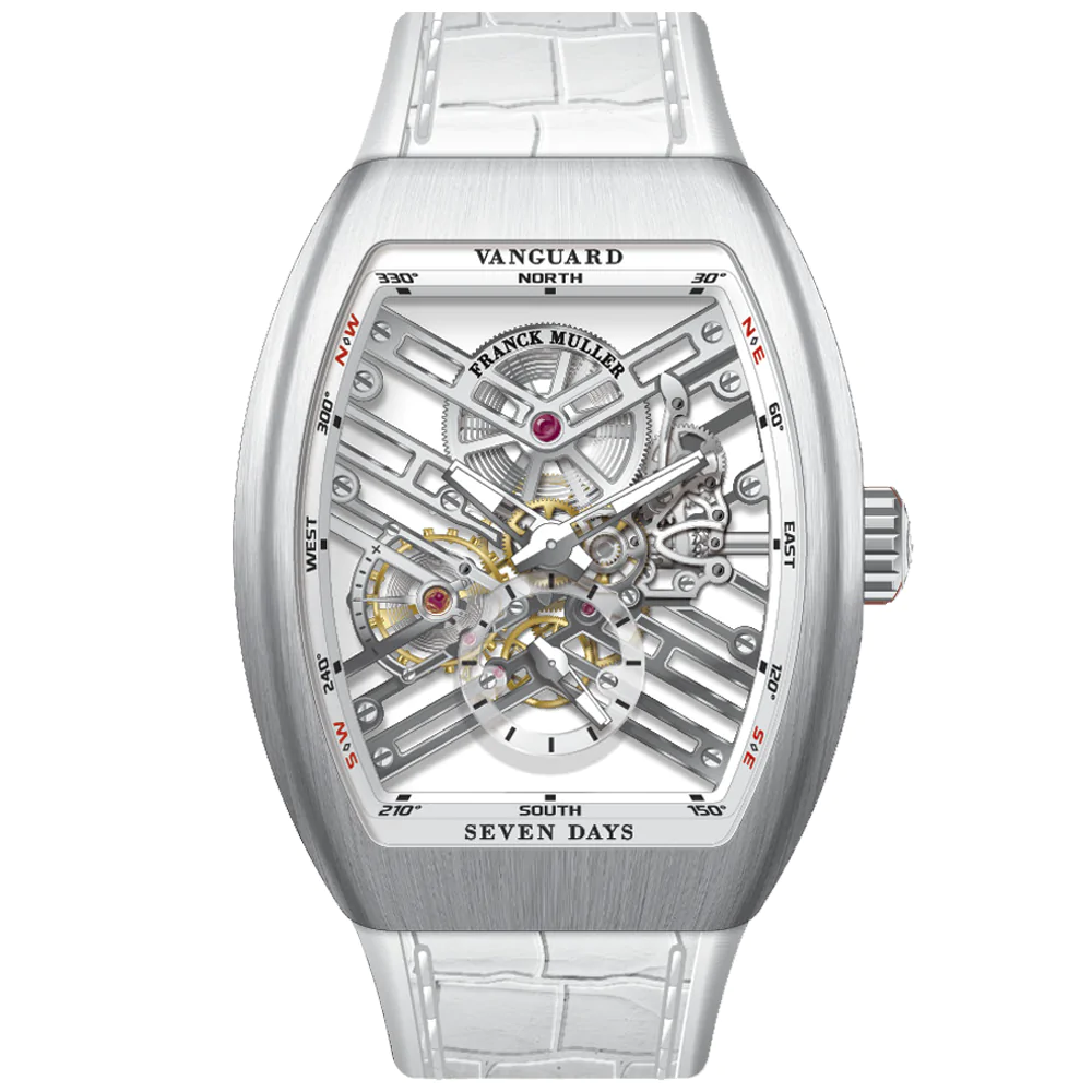 V45 Vanguard Brushed Stainless Steel Seven Days Skeleton