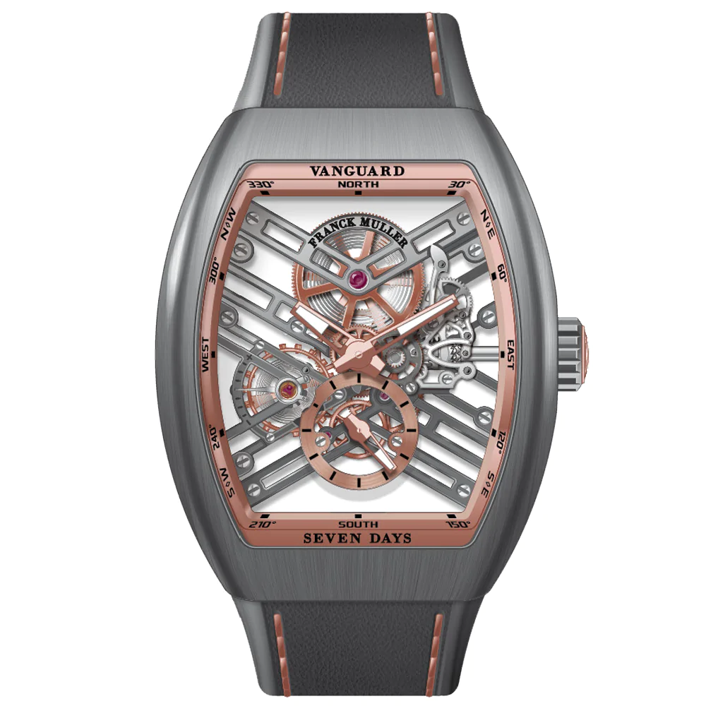 V45 Vanguard Brushed Titanium Rose Gold Seven Days Skeleton