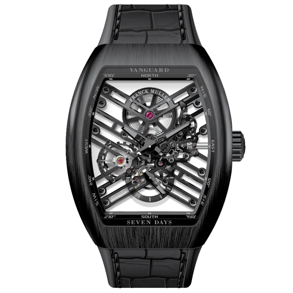 V45 Vanguard Black Titanium Seven Days Skeleton - Black