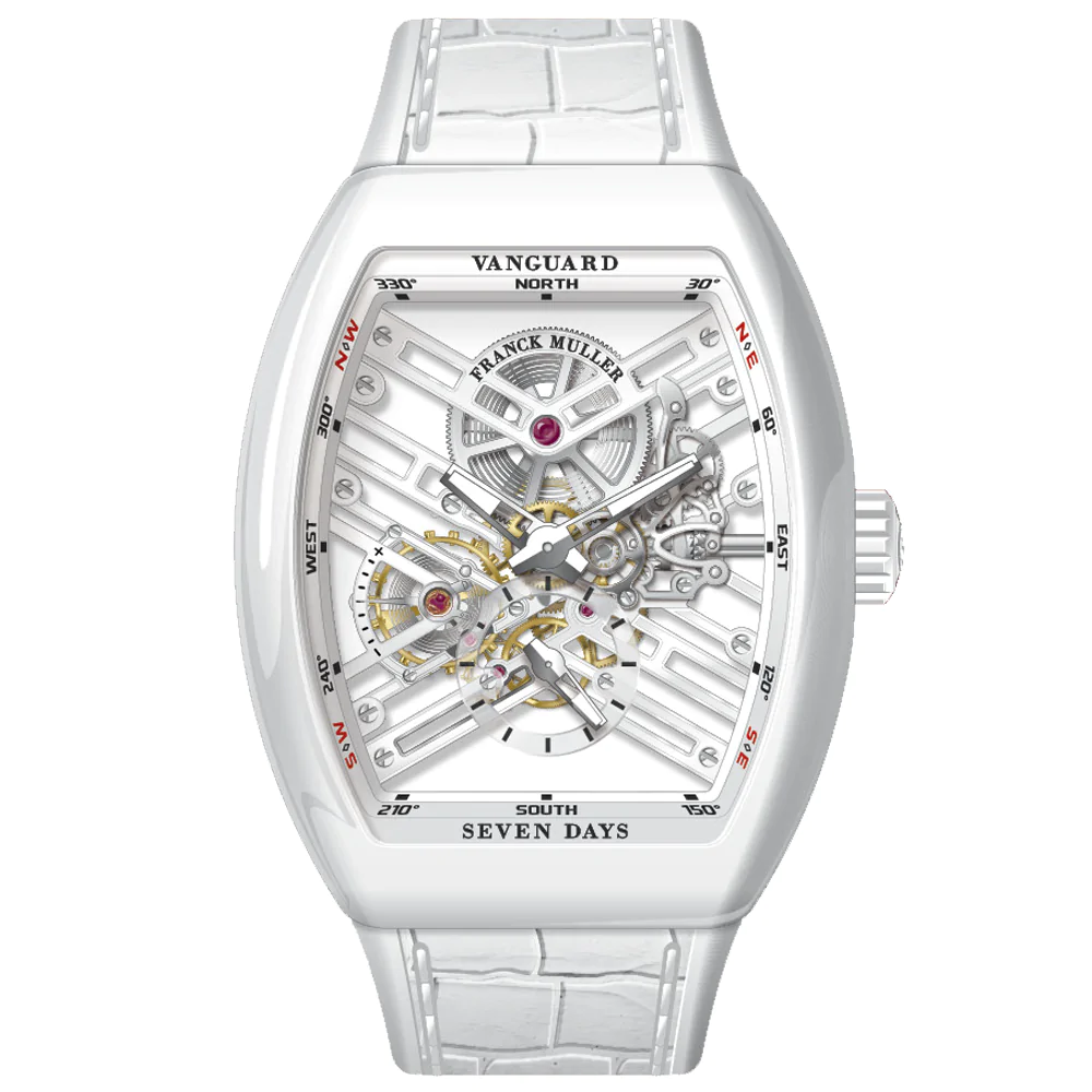 V45 Vanguard White Titanium Seven Days Skeleton - White
