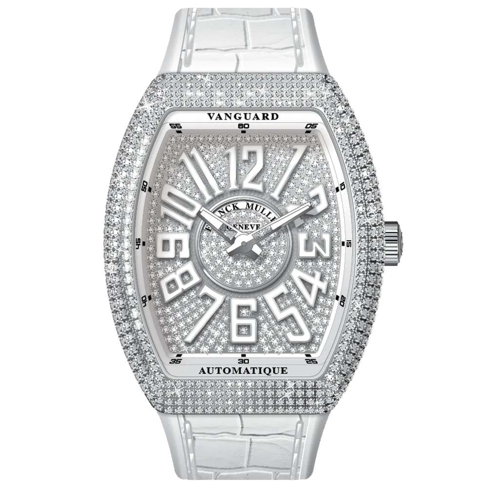 V45 Vanguard Slim Stainless Steel White Diamonds Case and Dial - White