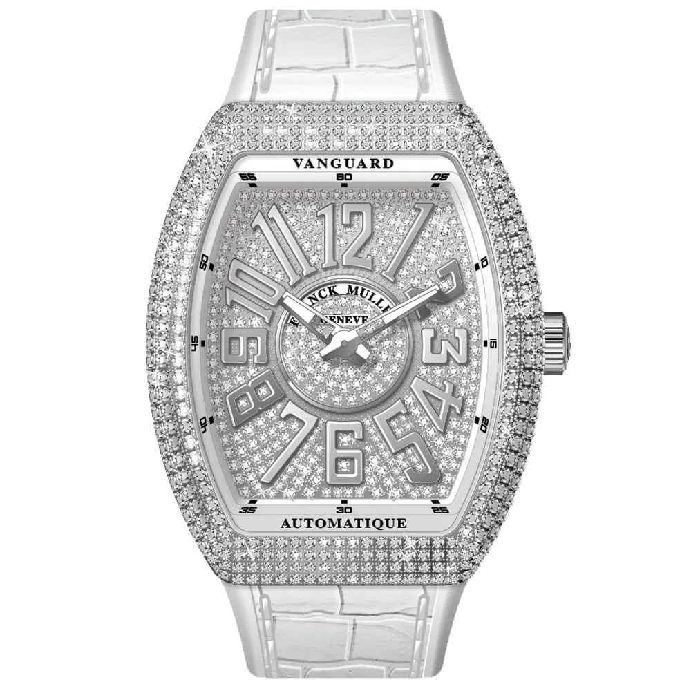 V45 Vanguard Slim Stainless Steel White Diamonds Case and Dial - White