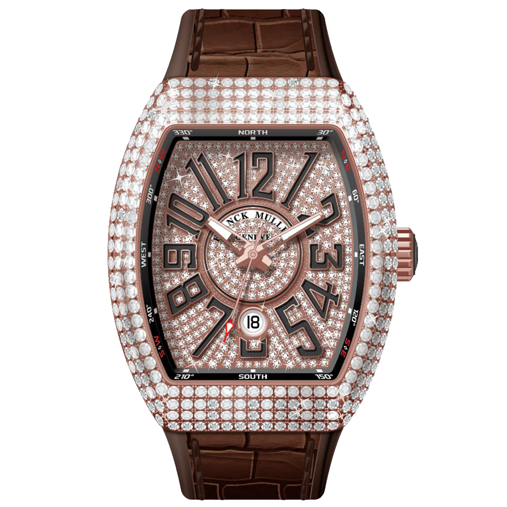 V45 Vanguard Rose Gold Diamond Case and Dial - Brown