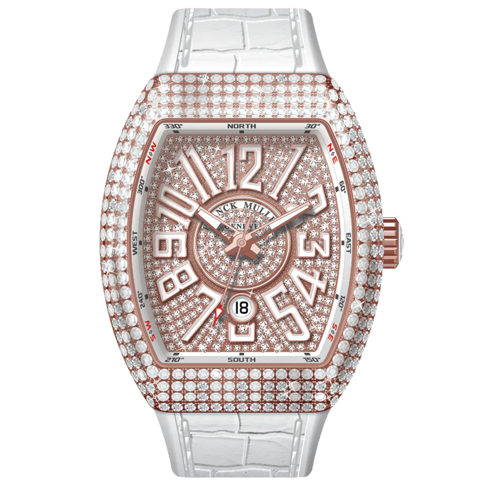 V45 Vanguard Rose Gold Diamond Case and Dial - White