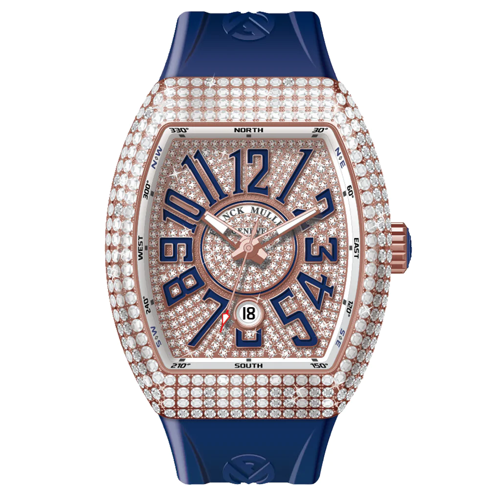 V45 Vanguard Rose Gold Diamond Case and Dial - Blue