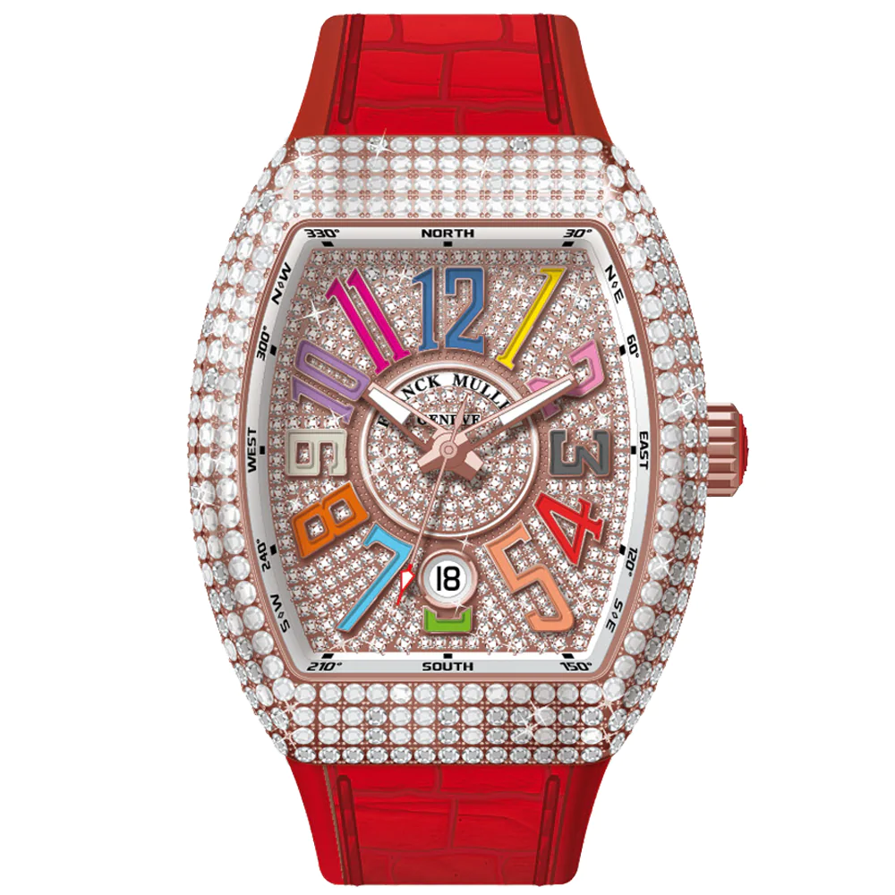 V45 Vanguard Colour Dreams Rose Gold Diamonds Case and Dial - Red
